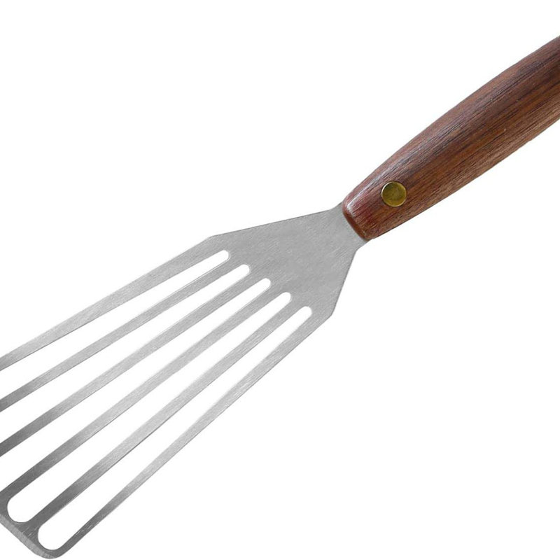 Vintage 3" X 6" Chef's Slotted Turner, Right-Hand, Walnut Handle