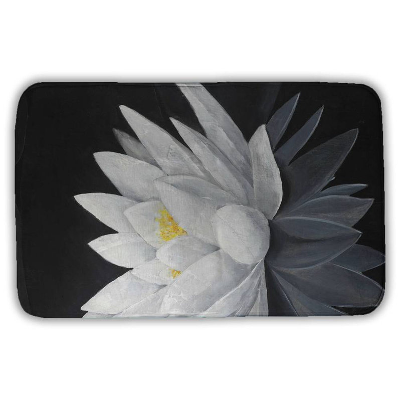 Lotus flower with reflection Bath Mat with Non-Slip Backing - Quick Dry Memory Foam Bathroom Rug - Absorbent - Modern Plush Spa-Style - Machine Washable