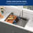 33" L x 22" W Drop-In Waterfall Kitchen Sink Single Bowl 304 Stainless Steel Workstation with Waterfall Faucet Combo and Cup Sprayer-98168941