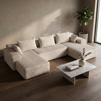 Canapé modulaire modulaire, sans assemblage, canapé en mousse compressée avec revêtement en chenille, désossé, canapé de salon moderne à profil bas