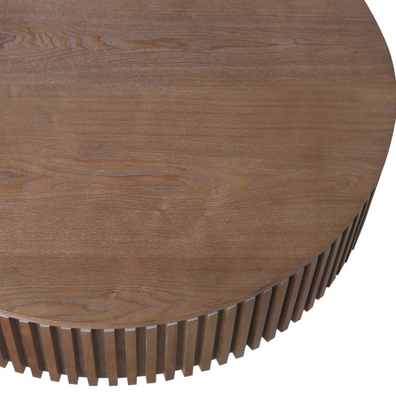 Round Coffee Table With Storage Solid Wood Veneered For Living Room, Bedroom