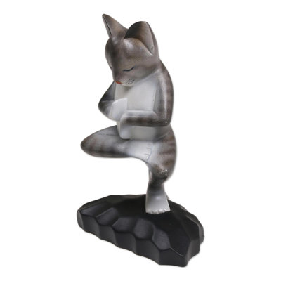 Figurine en bois yoga kitty Juba