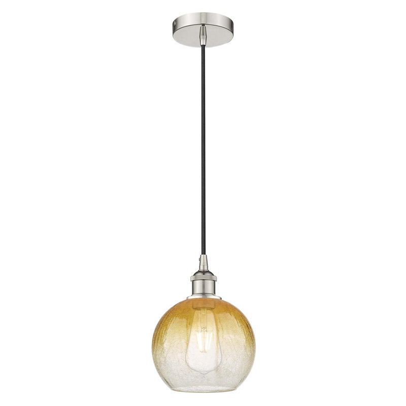 Edison - Brookhaven Globe - Mini luminaire suspendu à cordon 8 po 1 lumière, Ambre, Nickel poli