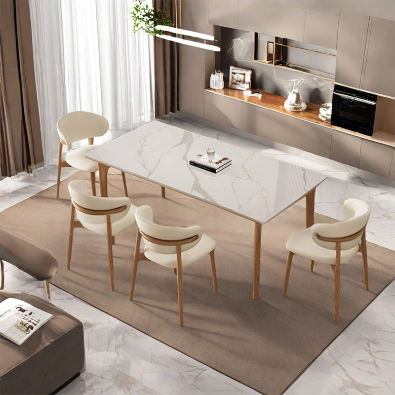 Simple modern rock plate dining table sets, 29.52"H x 62.99"L x 31.49"W