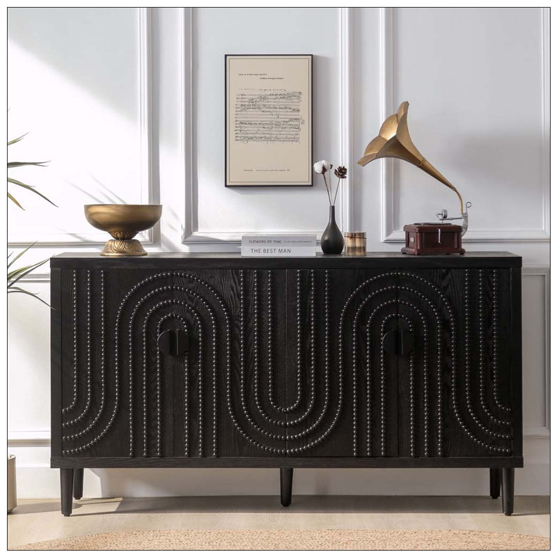 Cabine de rangement moderne en bois noir, 59 pouces - noir