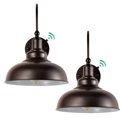 2-Pack Dusk To Dawn Sensor Gooseneck Barn Light - Farmhouse Outdoor Wall Sconce In Crimson And White(Bulb Not Include)