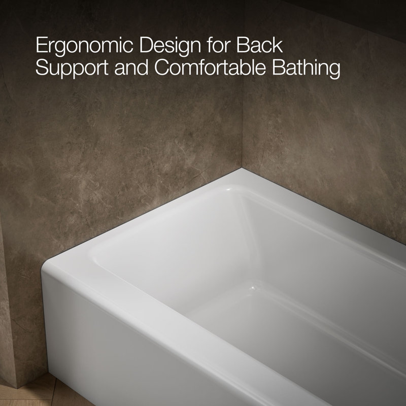 Bellwether® 60" x 30.25" Alcove Soaking Cast Iron Bathtub, White, Right