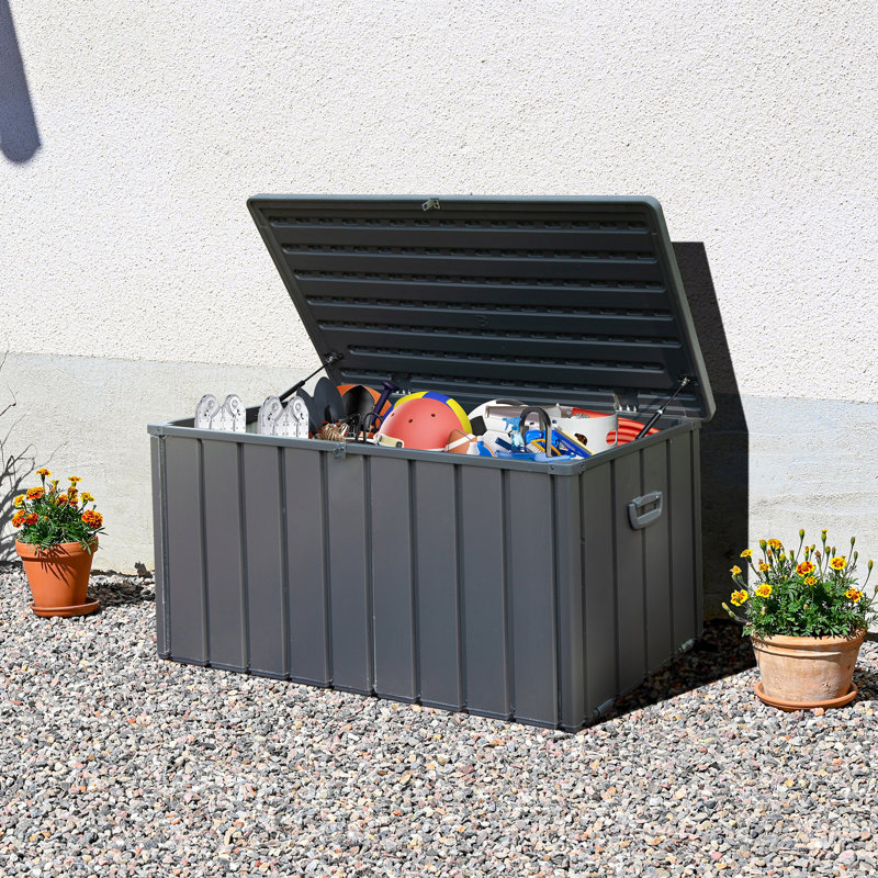 120 Gallon Outdoor Storage Deck Box Waterproof, Large Patio Storage Bin For Outside Cushions, Throw Pillows, Garden Tools, Lockable