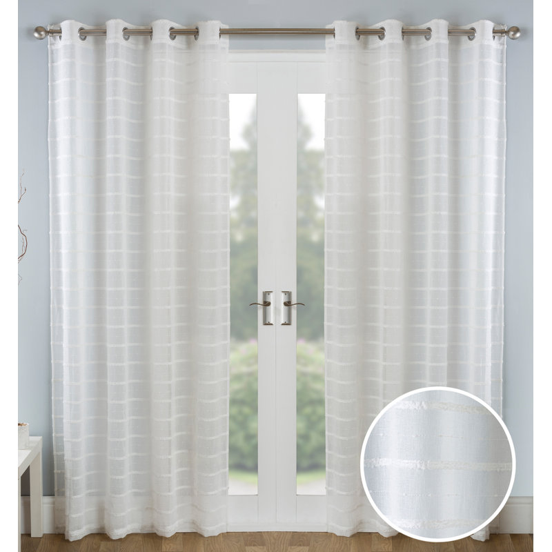 Duncannon Sheer Curtain Pair, 140cm Width x 137cm Drop, Grey