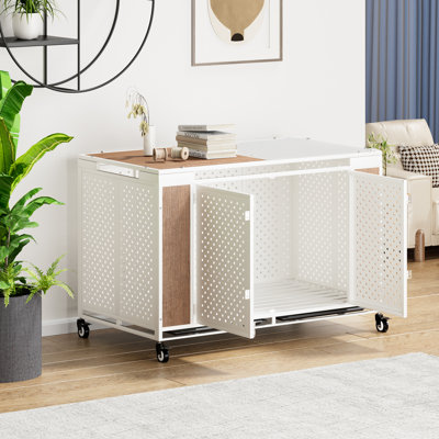 Meuble de 54 po avec roulettes pour chien robuste, cage en métal pour chiens de grande et moyenne taille, cage pour chien très grand XL XXL avec plateau amovible.