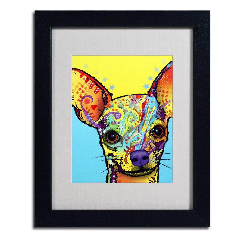 « chihuahua », impression, H 14 po x l 11 po x P 0,5 po, Cadre noir, Blanc