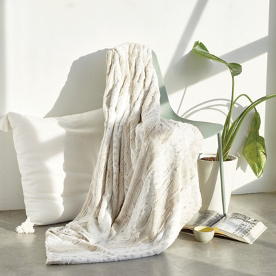 Peri Home Snow Leopard Polyester Throw In Ivory