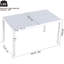 4 fauteuils empilables en PP gris chaud et une table blanche de 55 pouces - Patins antidérapants, convenant à divers styles de décoration, 4 pièces de long, sans entretien, à l'intérieur comme à l'extérieur