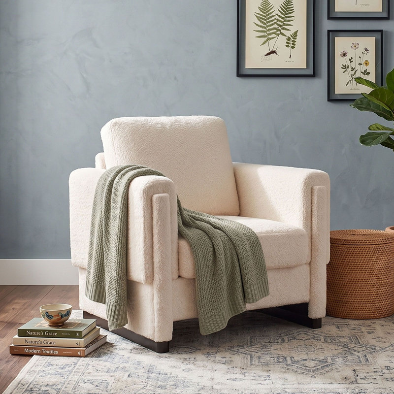Fauteuil rembourré avec coussin, Beige