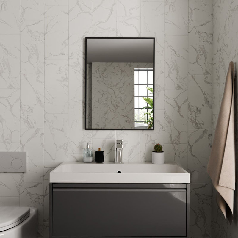 Rectangle Wall Mirror, 80cm x 60cm, Black