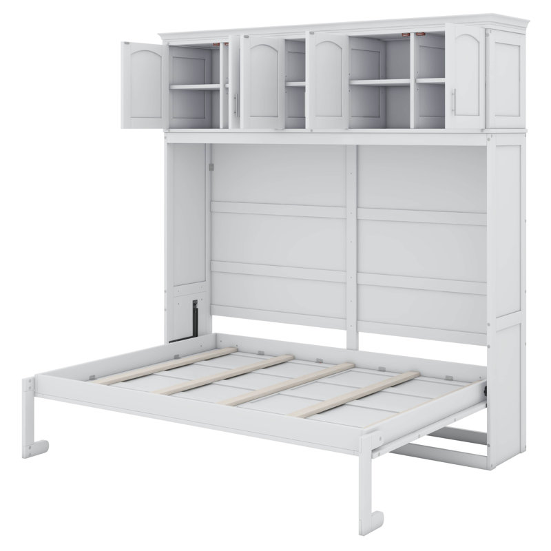 Lit escamotable mural avec armoires Nohealani, Double, Blanc