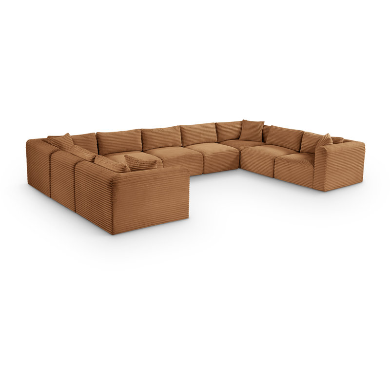 Canapé modulaire Carmean, 5 sans accoudoirs, 4 en coin, Velours côtelé texturé