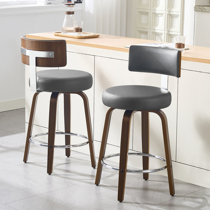Tabouret de bar et de comptoir pivotant rembourré, Tabouret de comptoir (siège d'une hauteur de 26 p, Gris