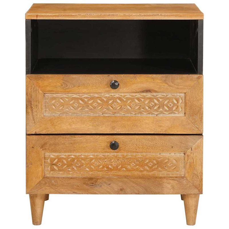 50cm W Solid Wood Bedside Table, Light Brown