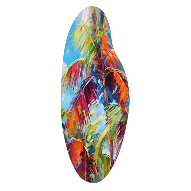 Conar - palmiers et palmiers, art mural asymétrique en métal, H 30 po x l 11 po