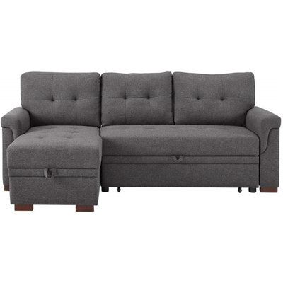 Gouvernour Reversible Sleeper Sectional Sofa with Storage Chaise, Linen
