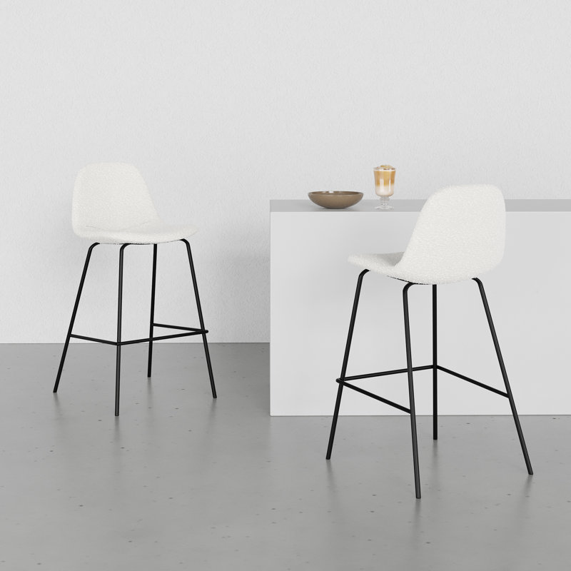 Tabouret de bar et de comptoir Kinlaw, Tabouret de comptoir (siège d’une hauteur de 23, Boucle blanc