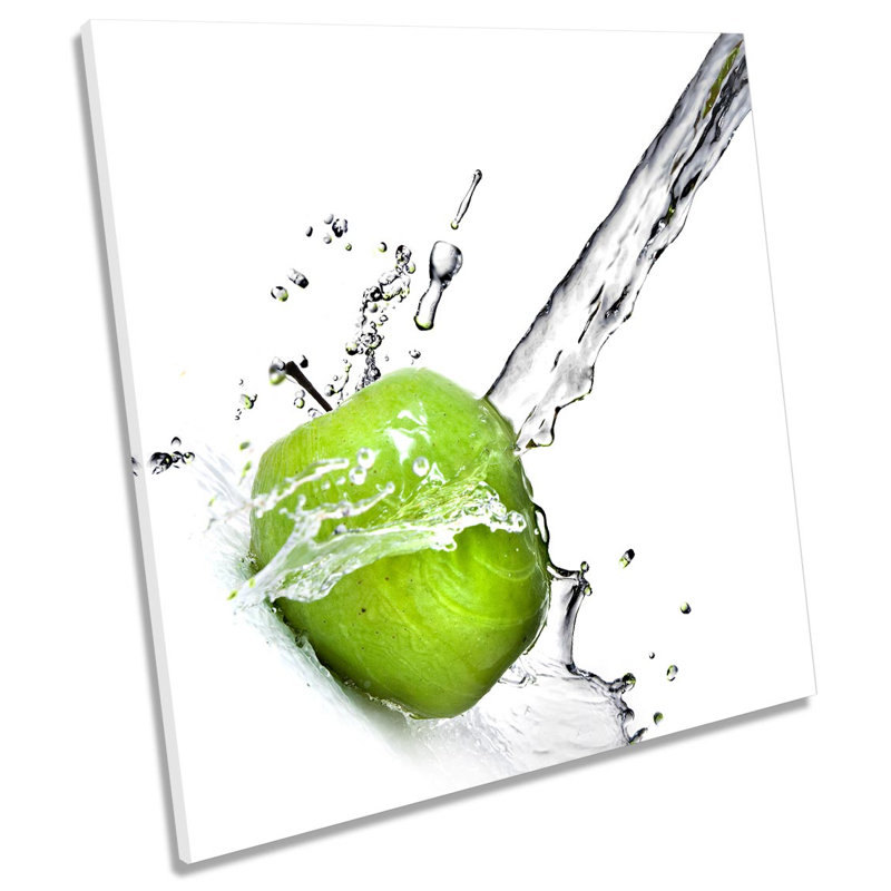 Apple Water Splash Kitchen Picture - Wrapped Canvas Print, 91.4cm H x 91.4cm W x 4cm D