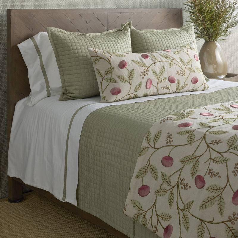 Taies d'oreiller en coton et garniture Ready-To-Bed 2.0, Blanc / Sauge, Ensemble de taies d'oreiller standards