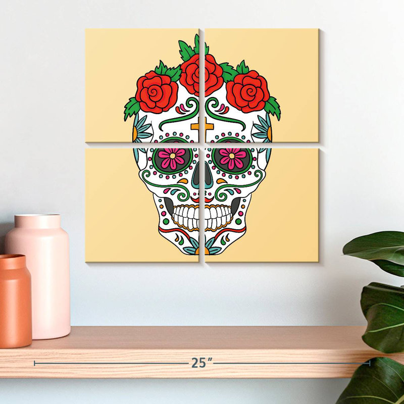 Kerner Mexican Floral Skull, 18" H x 18" W