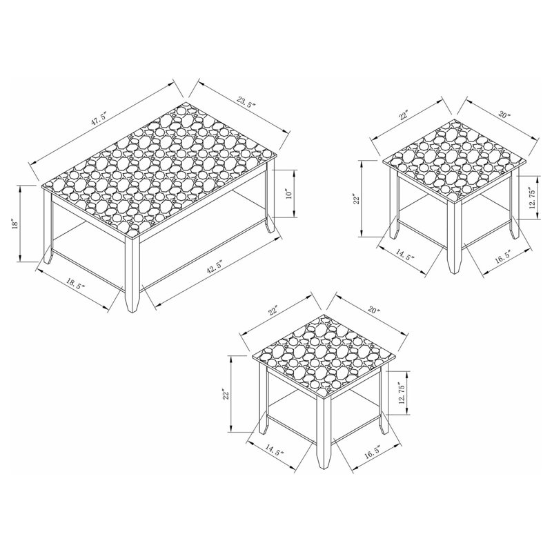 Ensemble de 3 tables basses nokomis