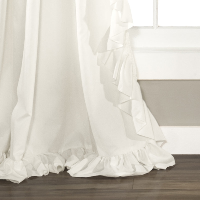Reyna Polyester Semi Sheer Curtain Single Panel, White, 54"W x 95"L