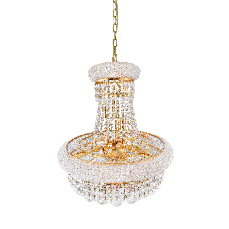 Andres Crystal 18" Gold Chandelier for Dining Rooms Living Rooms Stairwells Foyers, 8-Light with E12 Bulb Base, Gold