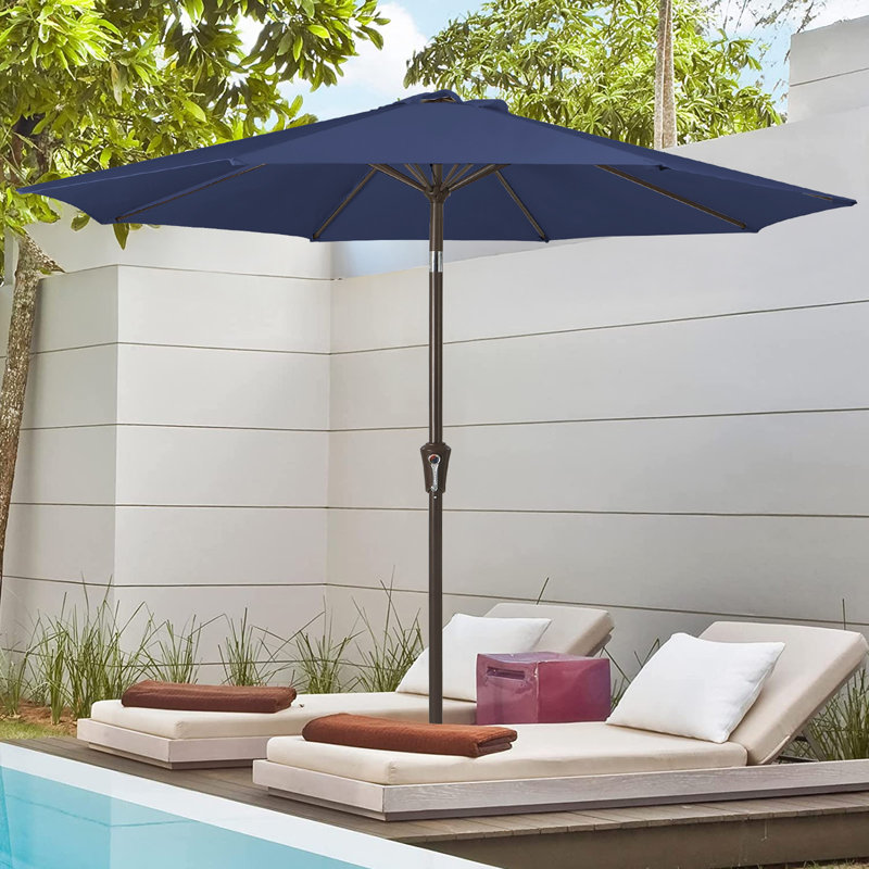 Parasol de marché inclinable Germar, Marine, H 95,7 po x l 120 po x P 120 po