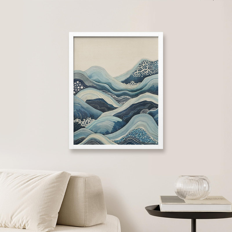 " Abstract Ocean Waves Art Nautical Waves ", White, 10" H x 8" W