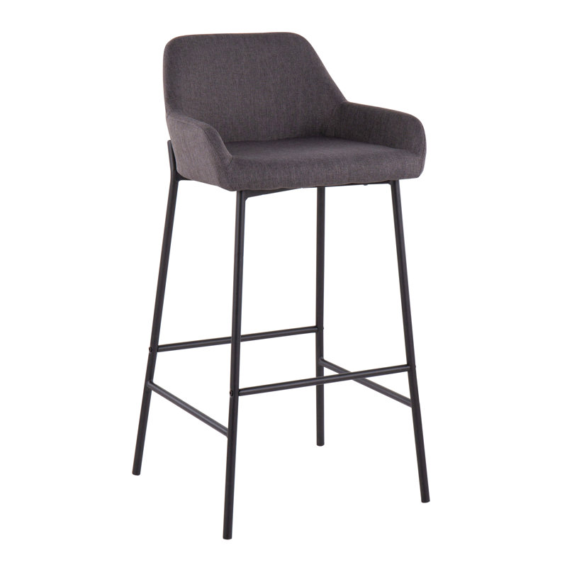Tabouret de bar à hauteur fixe en métal et tissu - ensemble de 2, Noir
