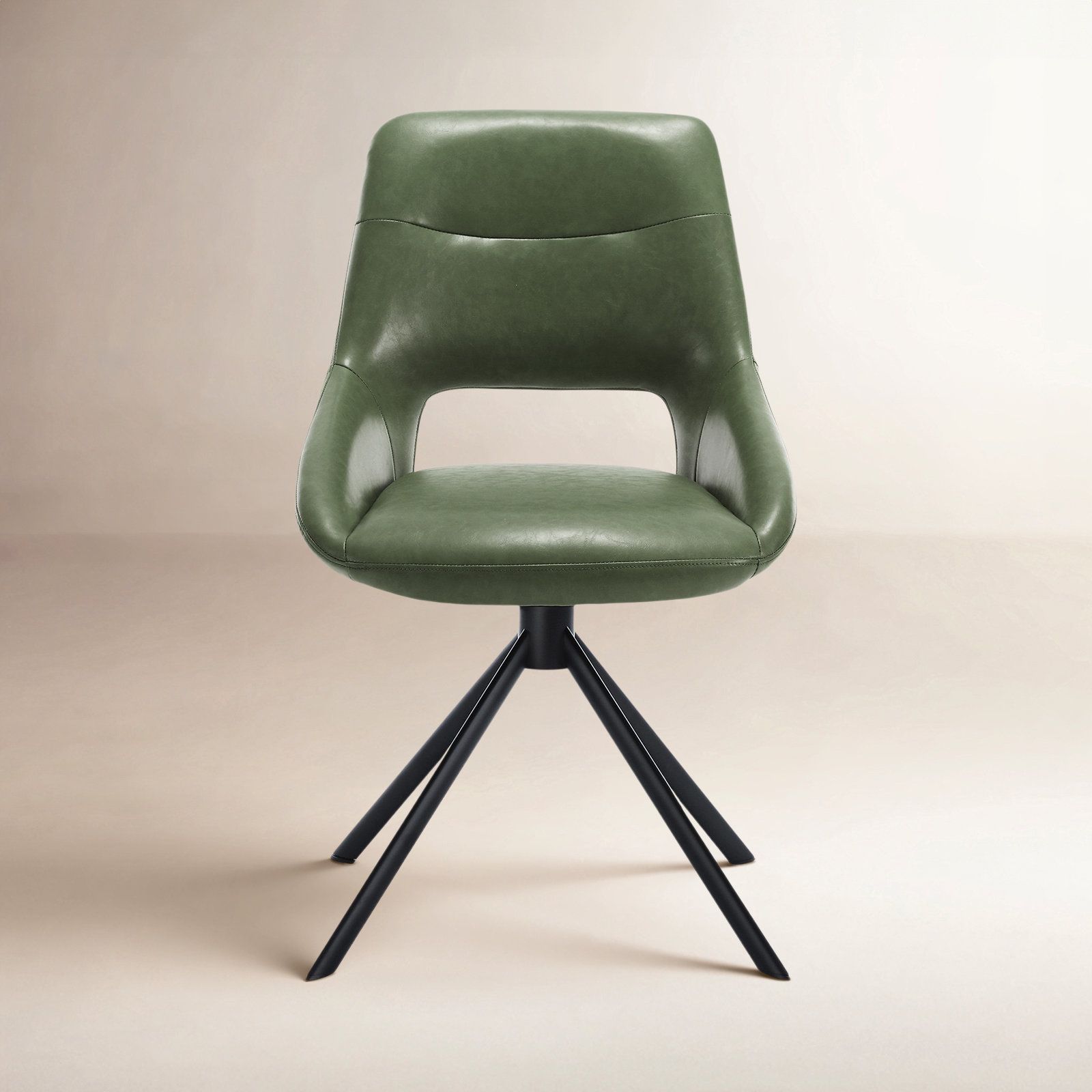 Jakavian Office Chair with Lumbar Support, Green Faux Leather