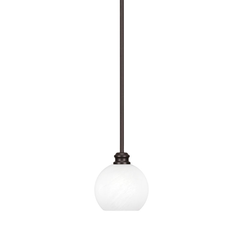 Mini-luminaire suspendu avec tige Edge et verre marbré blanc 5,75 po, Espresso