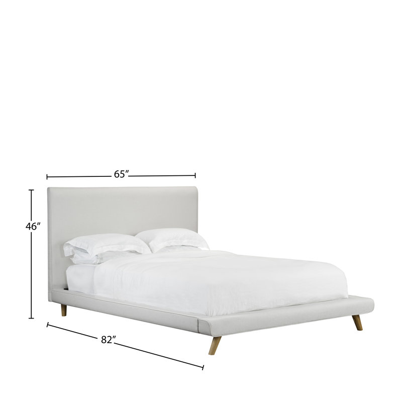 Lit plateforme tapissier Brownell, Blanc cassé, Double