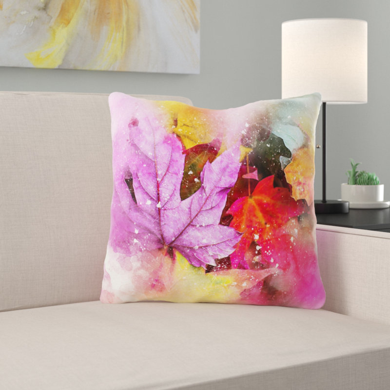 Coussin de feuilles Isolde, Microsuède, Intérieur