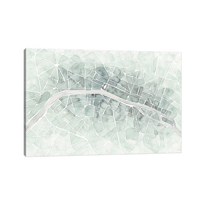 Wanderlust Paris Mint by Laura Marshall - Wrapped Canvas Print