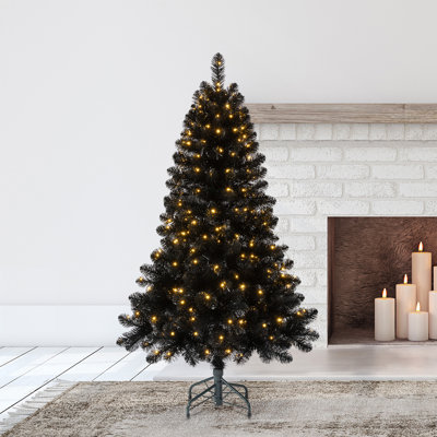 Classics 5 Ft Artificial Prelit Christmas Tree Clear LEDs, Black