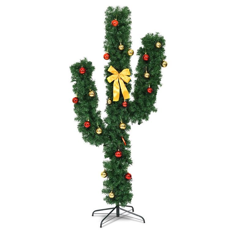 Cactus 6' Green Pine Artificial Christmas Tree with 120 White Lights