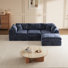 Canapé d'angle modulaire sans os de 279 cm de large avec pouf, canapé d'angle en forme de L 4 places, revêtement capitonné, aucun assemblage requis
