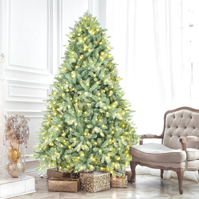 Arbre de Noël teinté pré-éclairé avec 800 lumières DEL blanc chaud - 2908 pointes PE + PVC