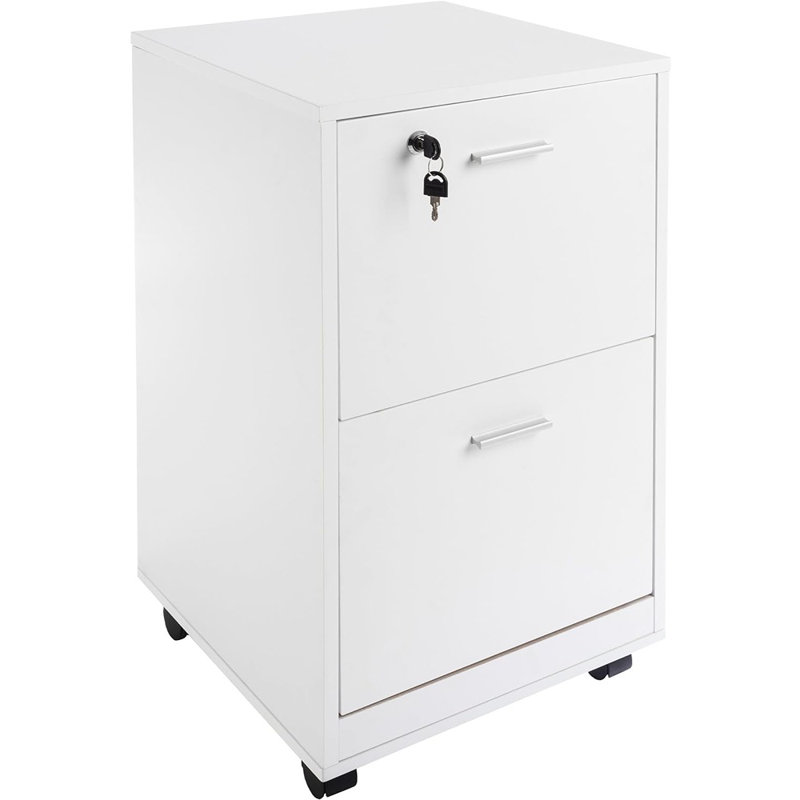 Ebern Designs File Cabinet - 2-Drawer Cabinet with Lock and Deep Drawer Storage - Rolling Filing Organizer for Under The Desk, Home, or Office