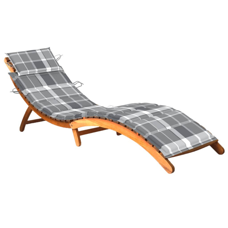 Kinkaider 73.6" Long Acacia Single chaise with Cushions