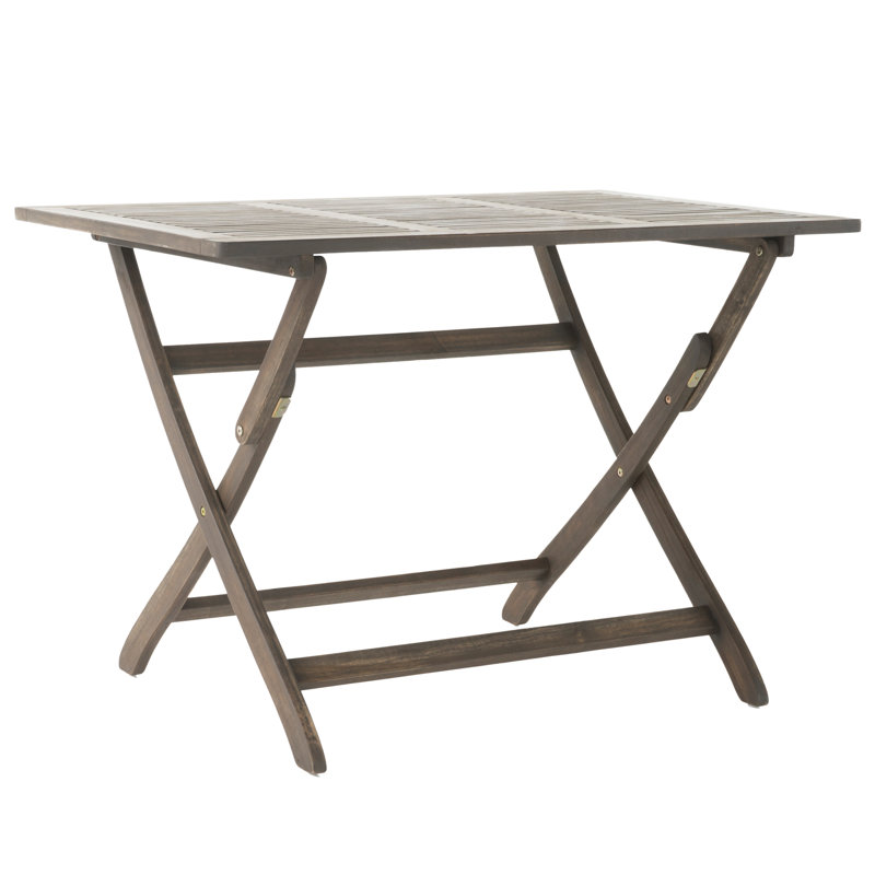 Table de salle à manger pliante 43,5'' - , , Finition grise, Pied en X, Bois de rangement, Convient pour une utilisation à l'extérieur