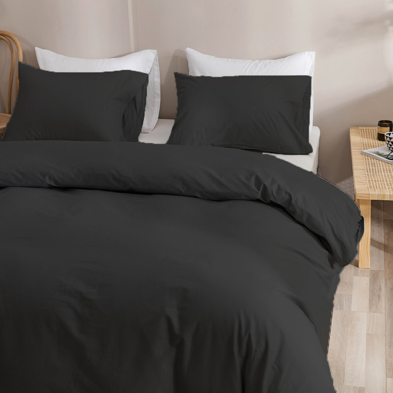 Wellboo 2 Pieces Pillowcases Standard Envelope Closure Pillowshams Pack of 2, 20inX26in, Black