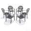 Chaise de patio en aluminium coulé 6 pièces avec cadre noir et coussins bruns-1434725688