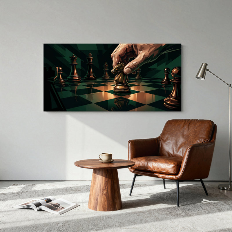 Ensemble d'une toile décorative sur le thème des stratégies d'échecs, 32“W x 16”H, Wrapped Canvas